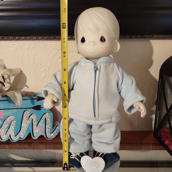 Vintage 1984 Precious Moments Mikey Porcelain Doll 13" Tall Collectible on Blue. - Picture 9 of 11